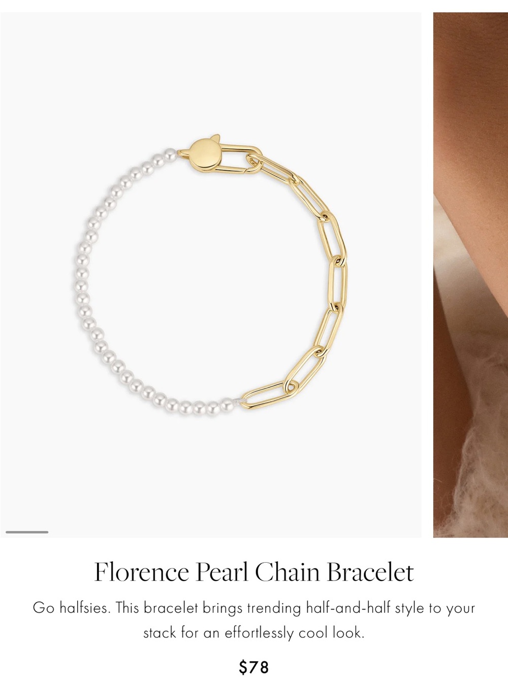 Gorjana Half-and-Half Pearl & Gold Link Bracelet SOLD OUT Online